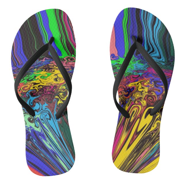 Abstract Colourful Twirlers / Pushed & Pinched / Thongs (Footbed)