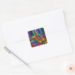 Abstract Colourful Twirlers / Pushed / Square Sticker