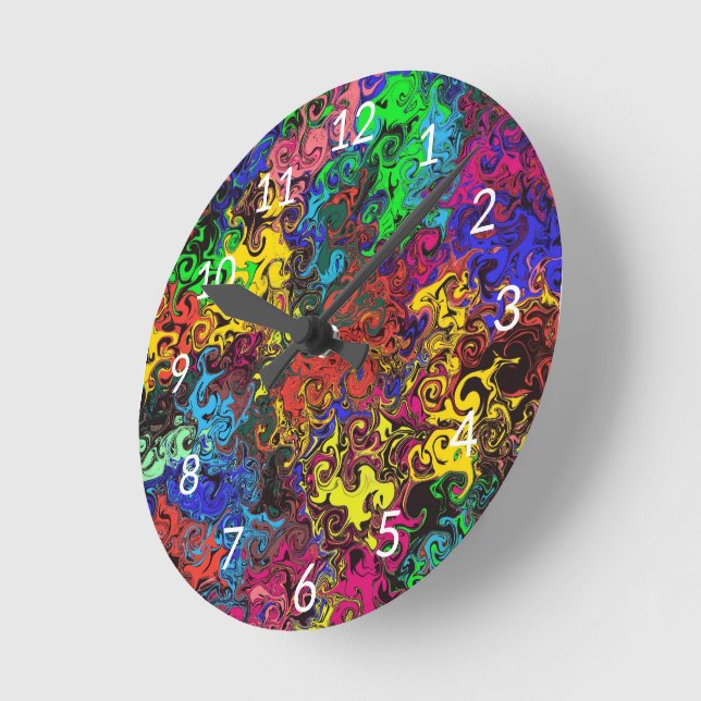 Abstract Colourful Twirlers / Round Clock (Angle)