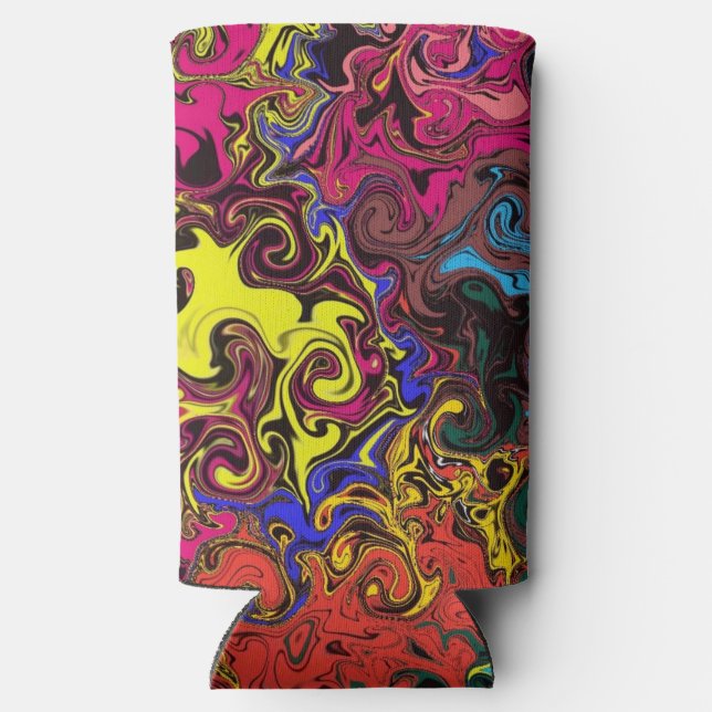 Abstract Colourful Twirlers / Seltzer Can Cooler (Back)