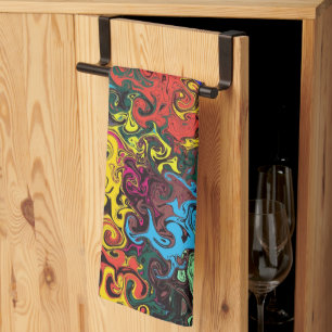 Abstract Colourful Twirlers / Tea Towel