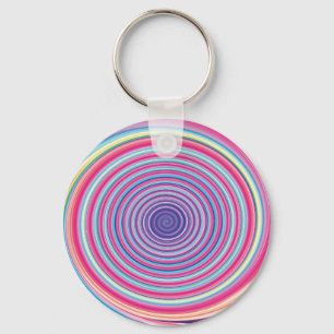Abstract Colourful TWIRLING SPIRAL OPTICAL ILLUSIO Key Ring
