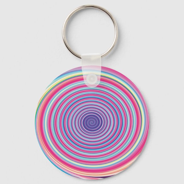 Abstract Colourful TWIRLING SPIRAL OPTICAL ILLUSIO Key Ring (Front)