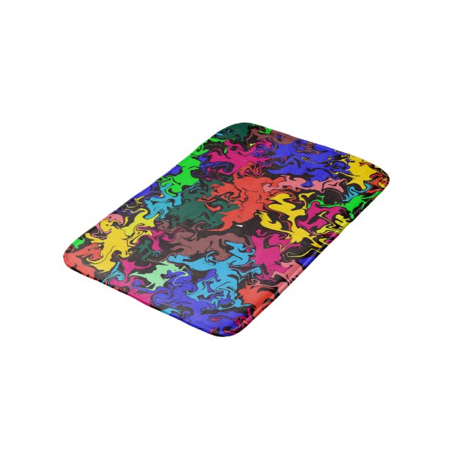 Abstract Colourful Twirls /  Bath Mat (Angled)