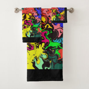 Abstract Colourful Twirls / Bath Towel Set