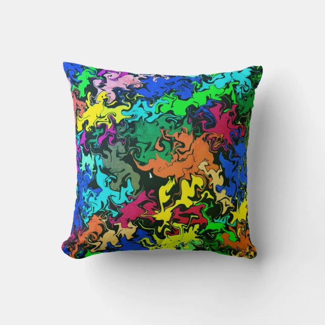 Abstract Colourful Twirls / Greenleaf / Cushion (Front)