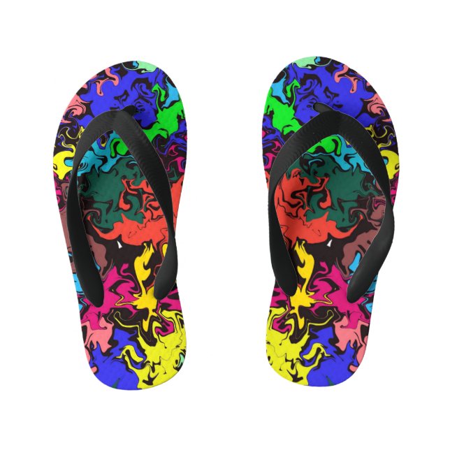 Abstract Colourful Twirls /  Kid's Thongs (Footbed)