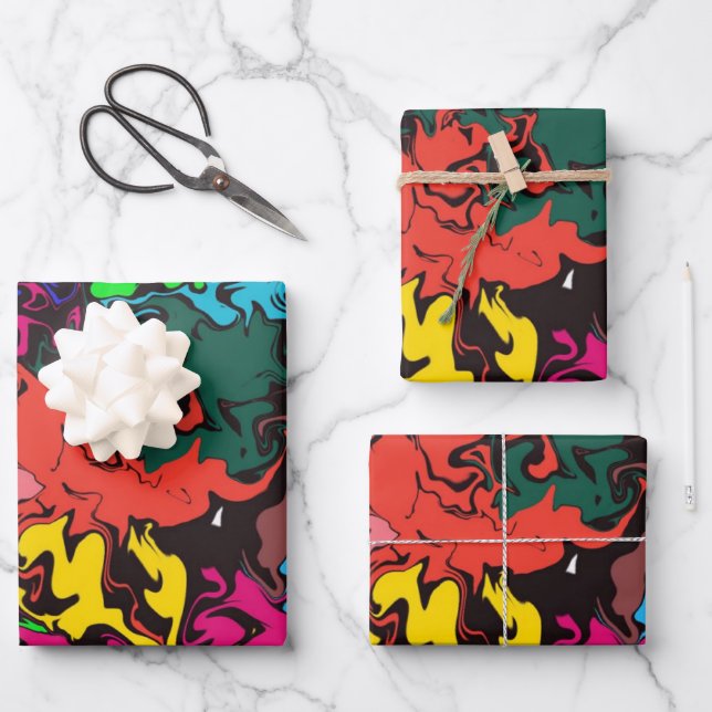 Abstract Colourful Twirls /  Wrapping Paper Sheet (Front)