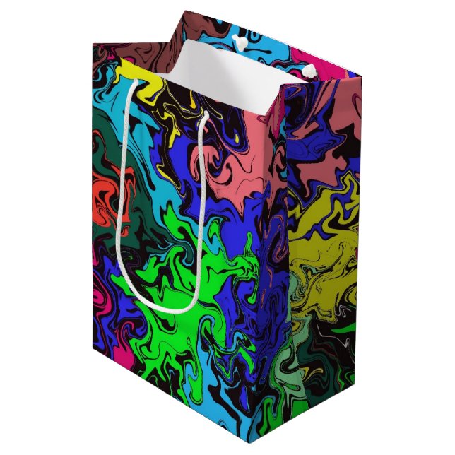 Abstract Colourful Twirly /  Medium Gift Bag (Front Angled)