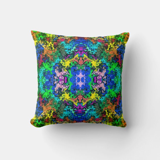 Abstract Colourful Twirly / Mirror / Greenleaf / Cushion (Front)