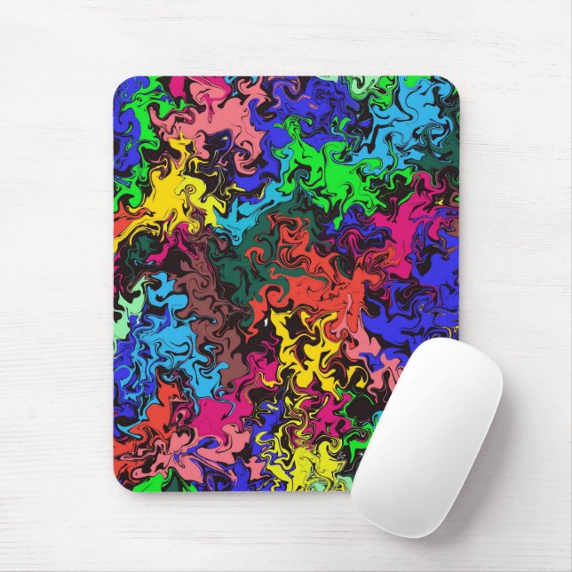 Abstract Colourful Twirly /  Mouse Pad (With Mouse)