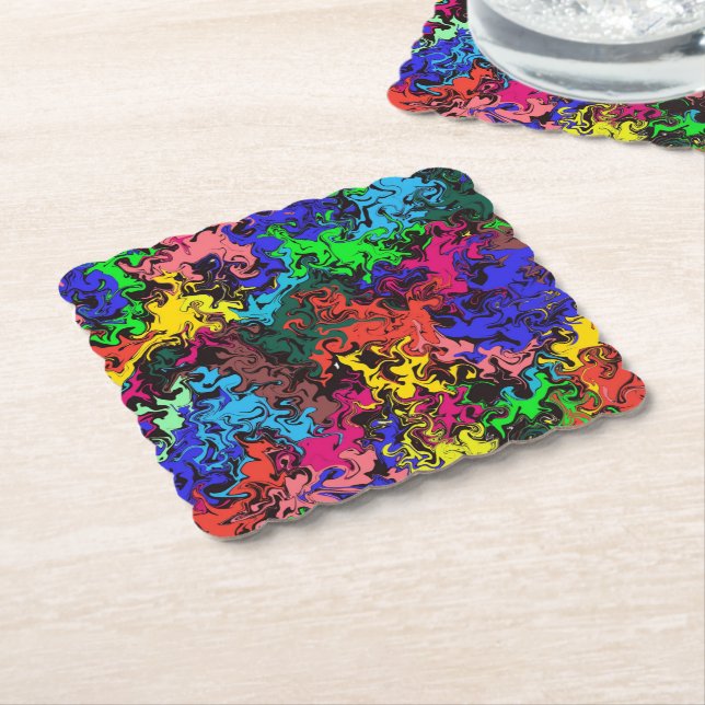 Abstract Colourful Twirly /  Paper Coaster (Angled)