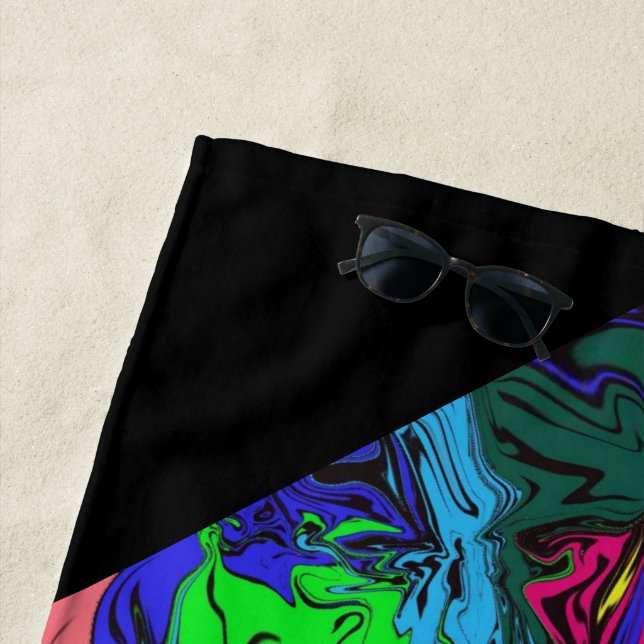 Abstract Colourful Twirly / Pushed / Beach Towel (In Situ)