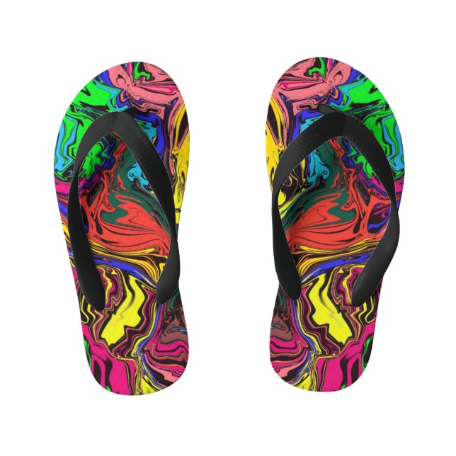 Abstract Colourful Twirly / Pushed / Kid's Thongs (Footbed)