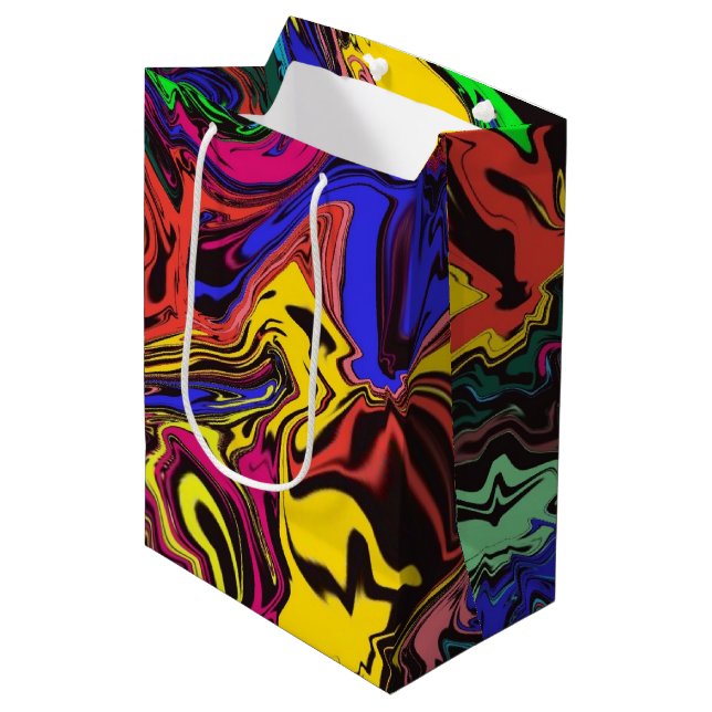 Abstract Colourful Twirly / Pushed / Medium Gift Bag (Front Angled)