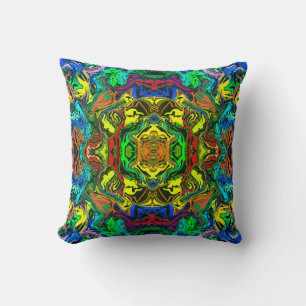 Abstract Colourful Twirly Pushed Mirror Greenleaf Cushion