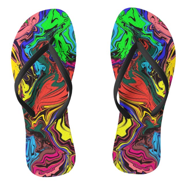 Abstract Colourful Twirly / Pushed / Thongs (Footbed)