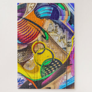 Abstract colourful urban street art graffiti, jigsaw puzzle