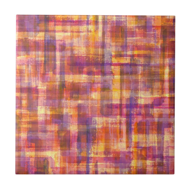 Abstract Colourful Watercolor Brushstrokes Ceramic Tile (Front)