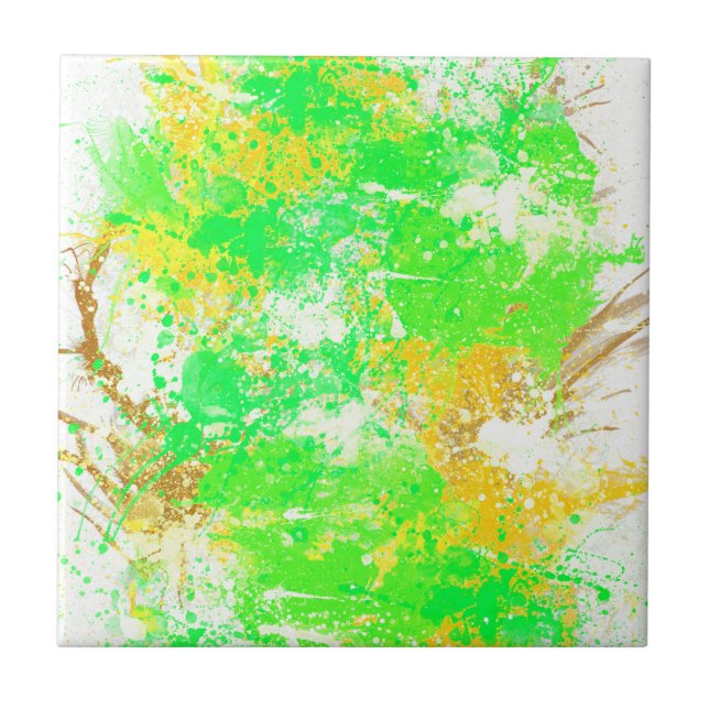 Abstract Colourful Watercolor Ceramic Tile (Front)