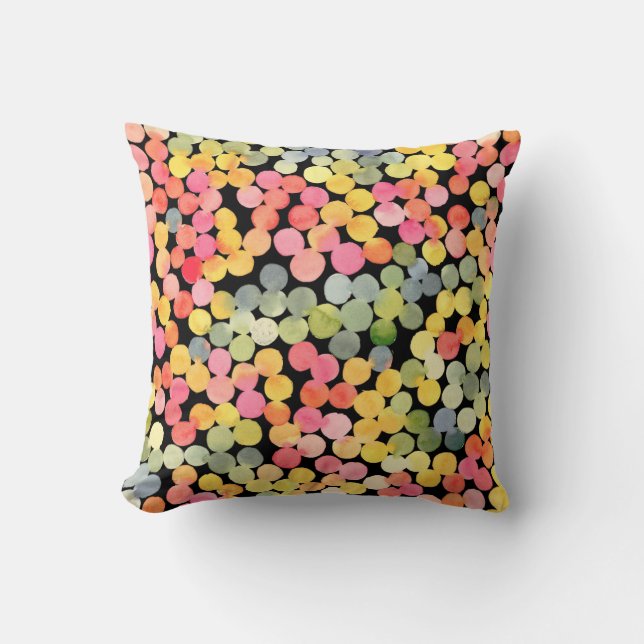 Abstract Colourful Watercolor Dots Cushion (Front)