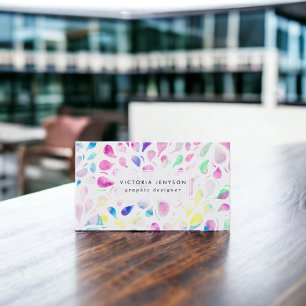 Abstract colourful watercolor drops pattern business card