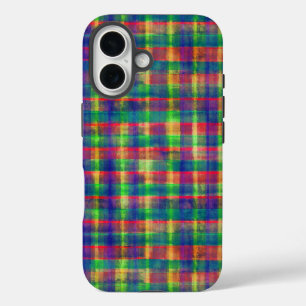 Abstract Colourful Watercolor Plaid Pattern iPhone 16 Case
