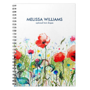 Abstract Colourful Watercolor Spring Flowers Notebook