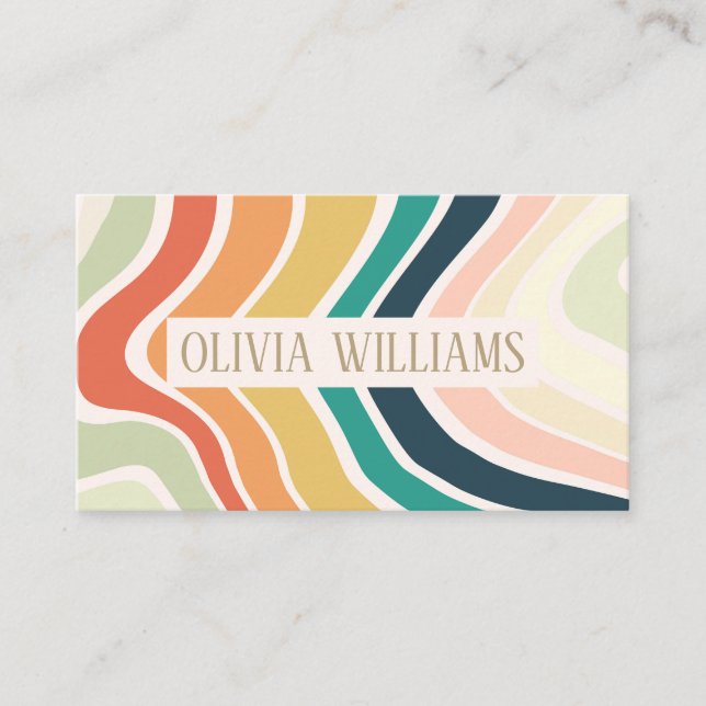 Abstract Colourful Wavy Pattern Business Card (Front)