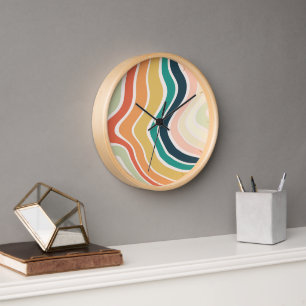 Abstract Colourful Wavy Pattern Clock