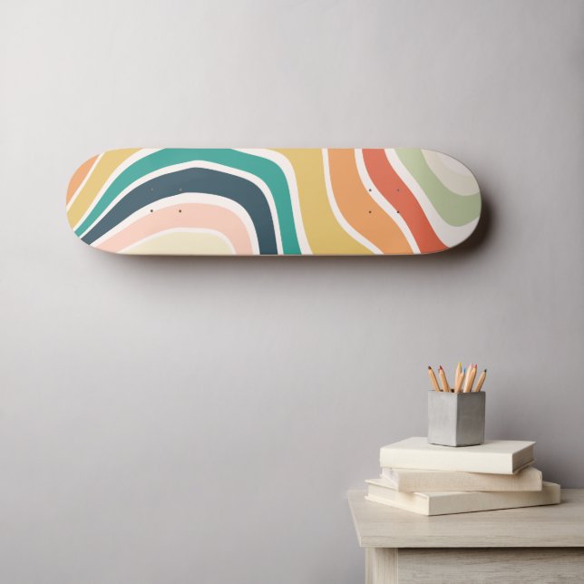 Abstract Colourful Wavy Pattern Skateboard (Wall Art (Horz))