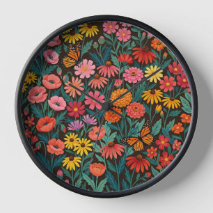 Abstract Colourful Wildflower Monarch Art Clocks
