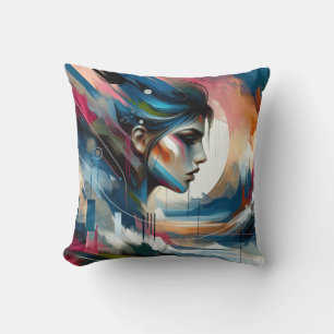 Abstract colourful woman's face  cushion