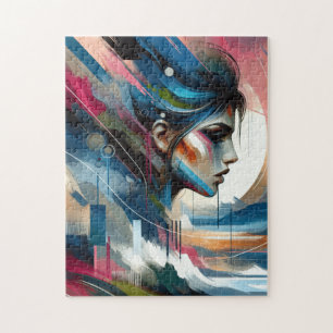 Abstract colourful woman's face jigsaw puzzle