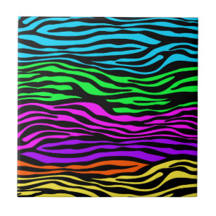 abstract Colourful Zebra Stripes Ceramic Tile