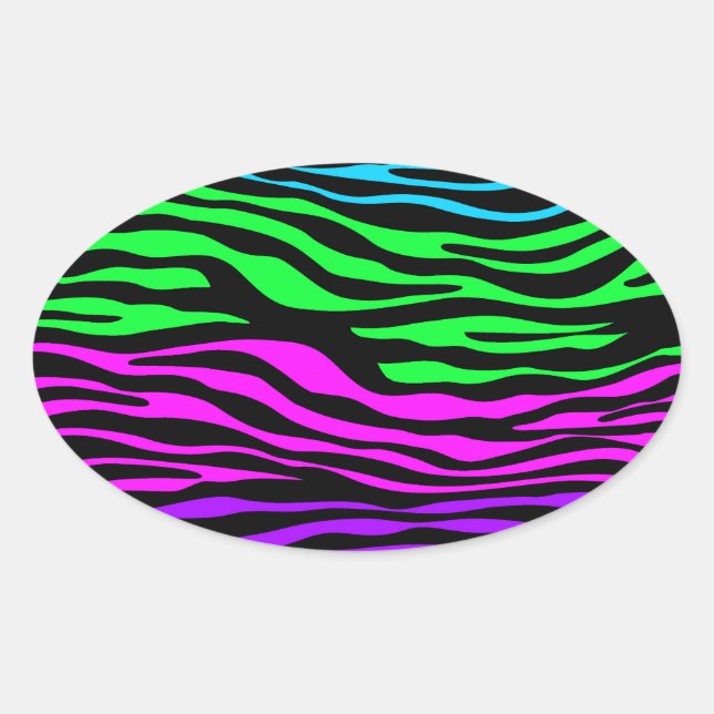 abstract Colourful Zebra Stripes Oval Sticker (Front)