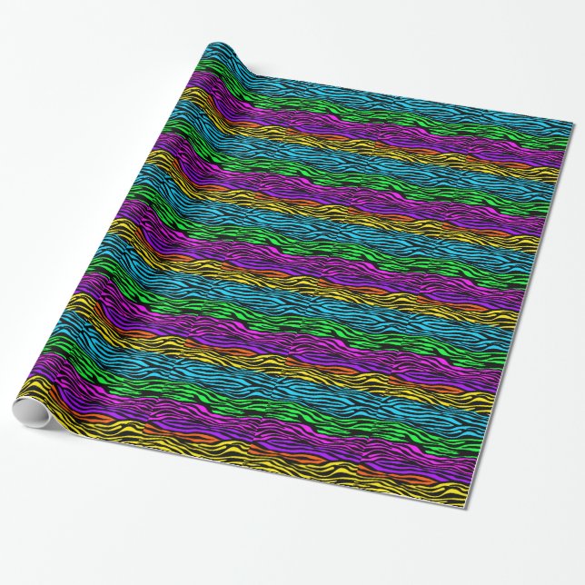 abstract Colourful Zebra Stripes Wrapping Paper (Unrolled)