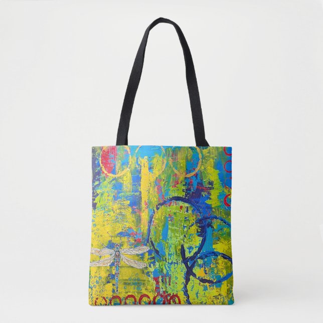 Abstract Colours and Dragonfly  Tote Bag (Front)