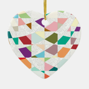 Abstract Colours Damask Ceramic Tree Decoration