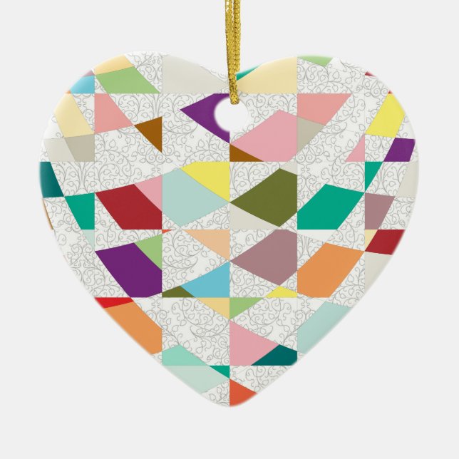 Abstract Colours Damask Ceramic Tree Decoration (Front)