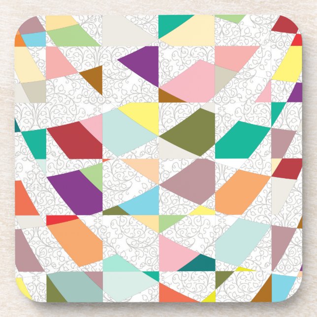 Abstract Colours Damask Coaster (Front)