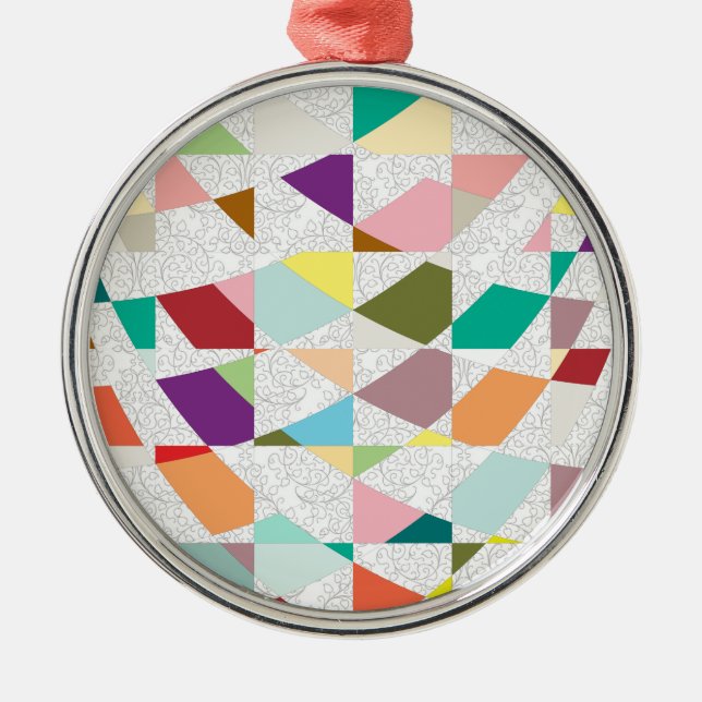 Abstract Colours Damask Metal Tree Decoration (Front)