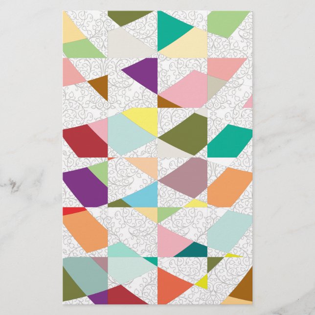 Abstract Colours Damask Stationery (Front)