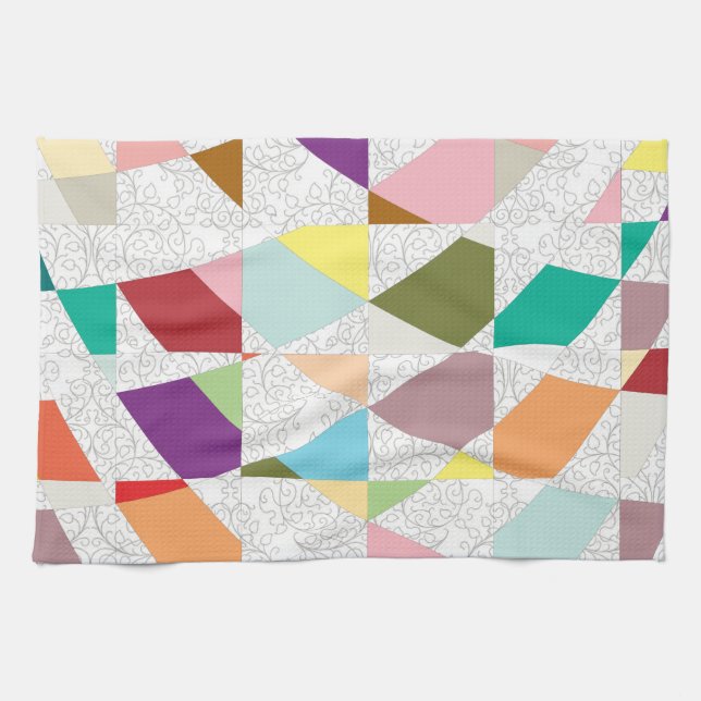 Abstract Colours Damask Tea Towel (Horizontal)