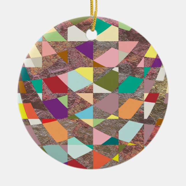 Abstract Colours Glitter Ceramic Ornament (Front)