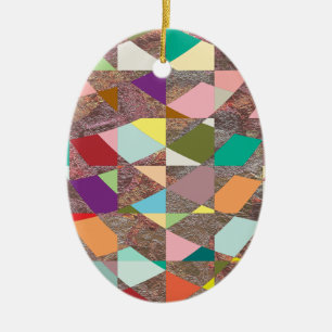 Abstract Colours Glitter Ceramic Ornament