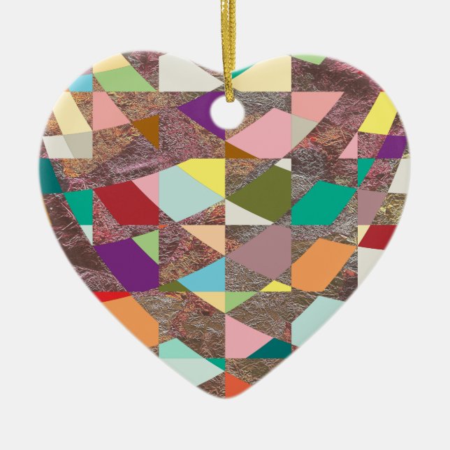 Abstract Colours Glitter Ceramic Tree Decoration (Front)