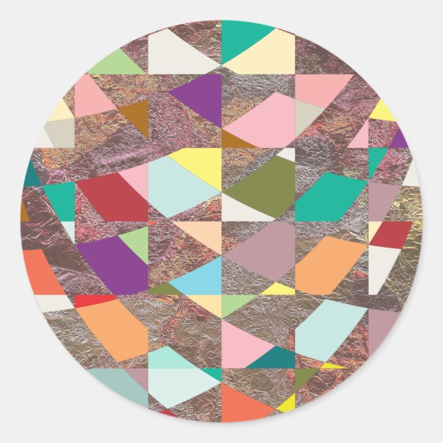 Abstract Colours Glitter Classic Round Sticker (Front)