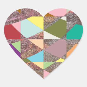 Abstract Colours Glitter Heart Sticker
