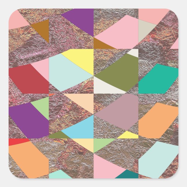 Abstract Colours Glitter Square Sticker (Front)